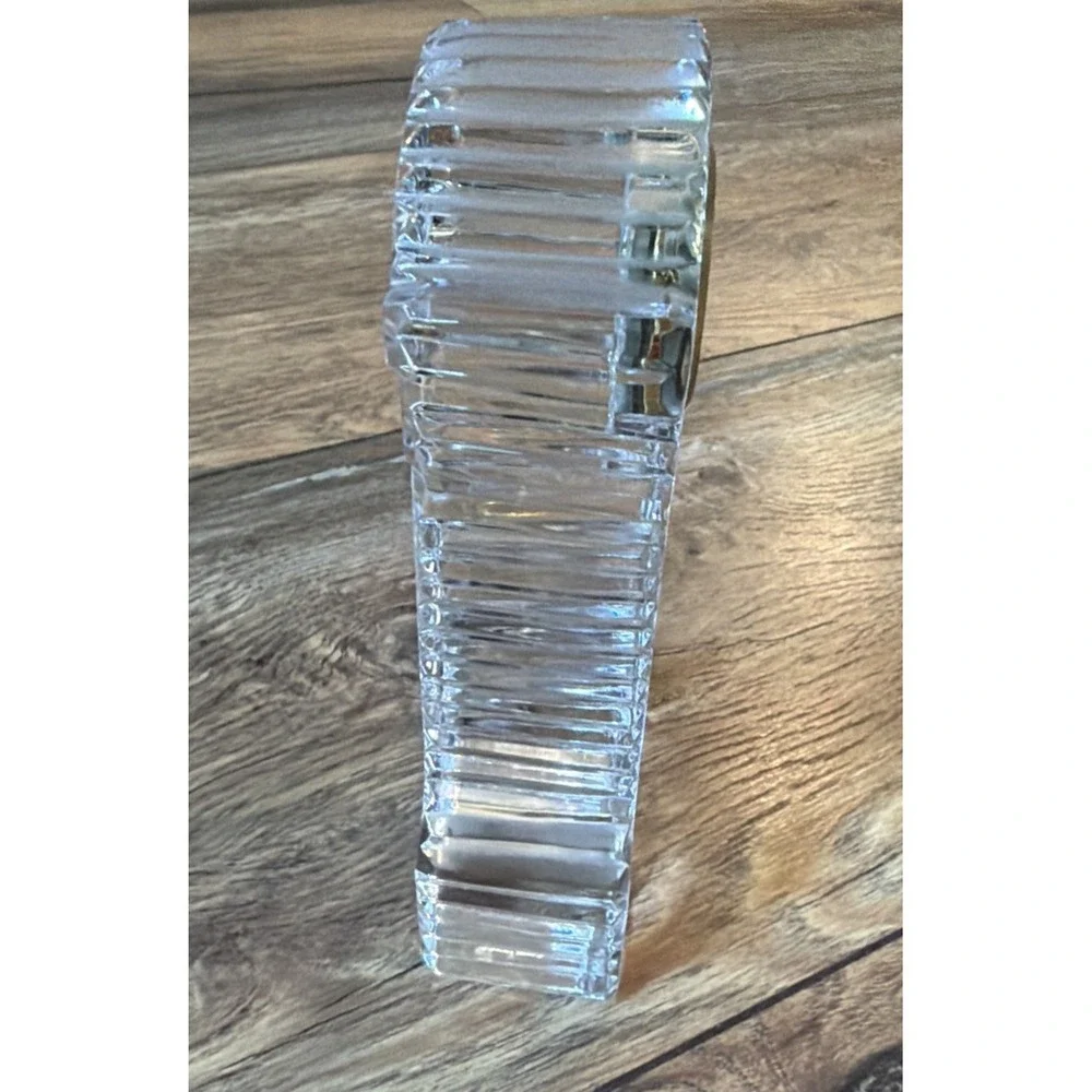 Vtg Waterford Crystal Grandfather Desk Clock Gold Quartz 5 3/4 inches tall - Picture 3 of 5